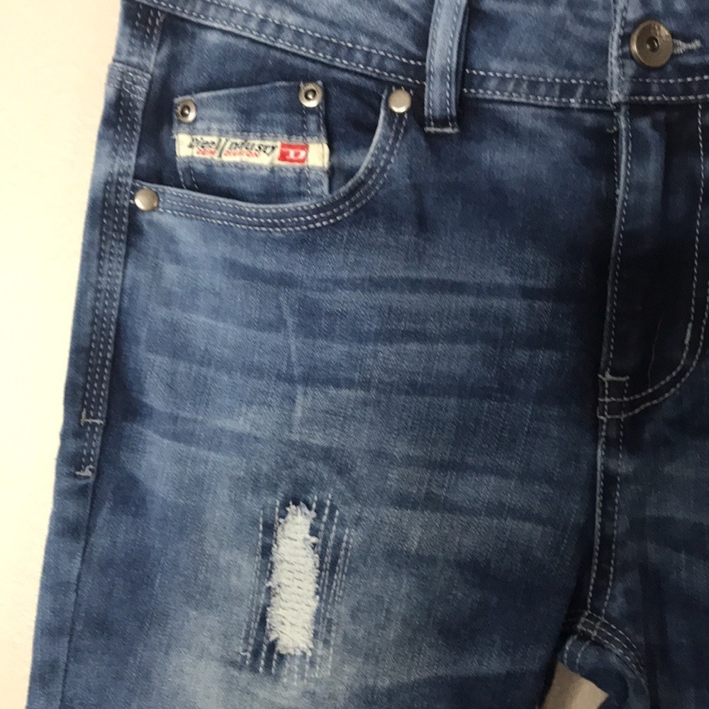 Diesel Jeans Kids Thanaz J US Skinny Distressed Denim Blue Size 14 - Picture 5 of 12